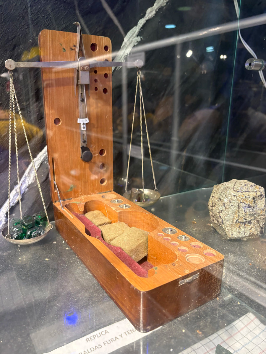 Traditional balance used to weigh emeralds